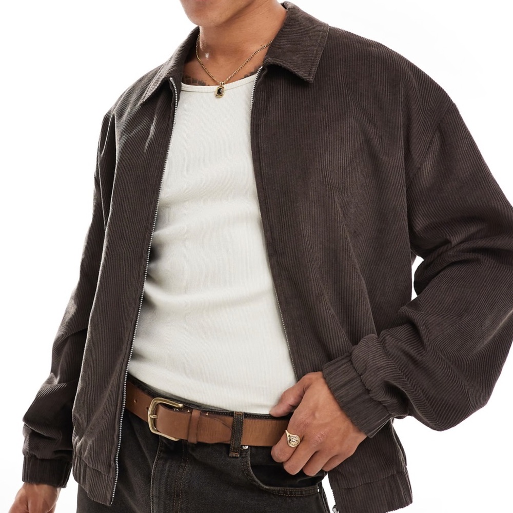 Asos Oversized Cord Harrington Jacket
